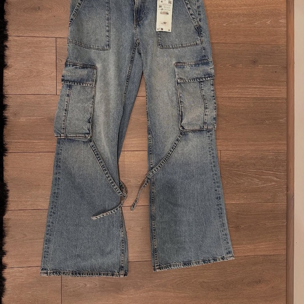 Women's Blue Cargo Jeans